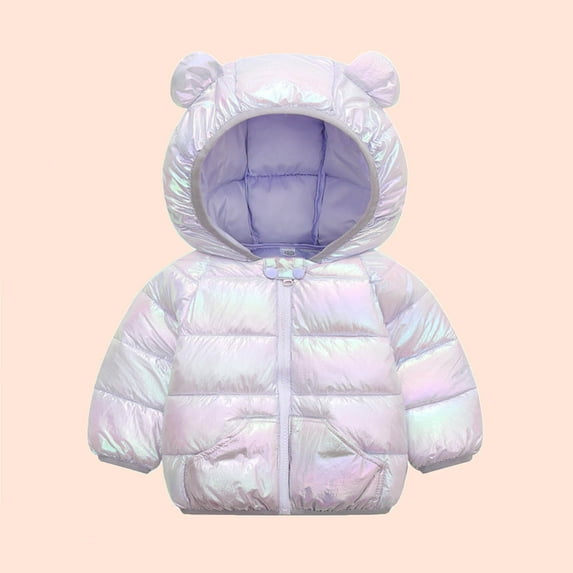 jsaierl Winter Coats Toddler Boys Girls Cute Bear Ear Hooded Cartoon Graphic Coat Fall Zip Up Thermal Jacket Windproof Outerwear Clothes Puffer Coat 12M-5T