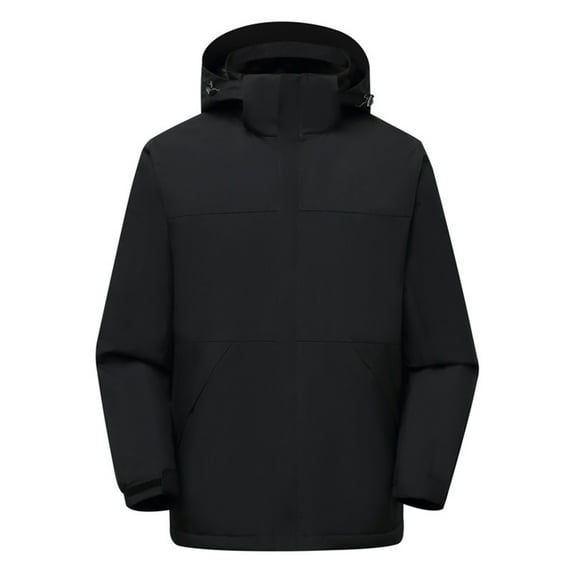 jsaierl Winter Coats Women Plus Size Outdoor Travel Windbreaker Fall Zip Up Thermal Jacket Hooded Fleece Ski Coats Snow Thicken Outerwear