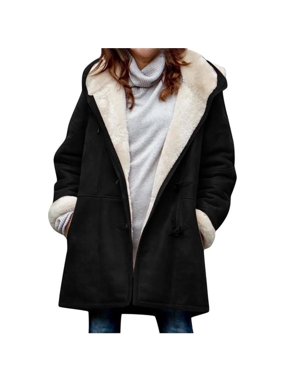 Winter Coats for Women,2026 Fleece Jacket Fashion Warm Fuzzy Sherpa Lined Button Hoodies Casual Long Sleeve Clothes