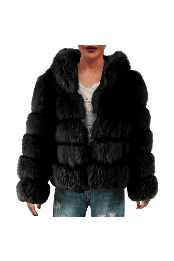 Winter Coats for Women Thick Warm Luxury Faux Fur Fluffy Long Sleeve Cardigan Jacket Coat Outwear