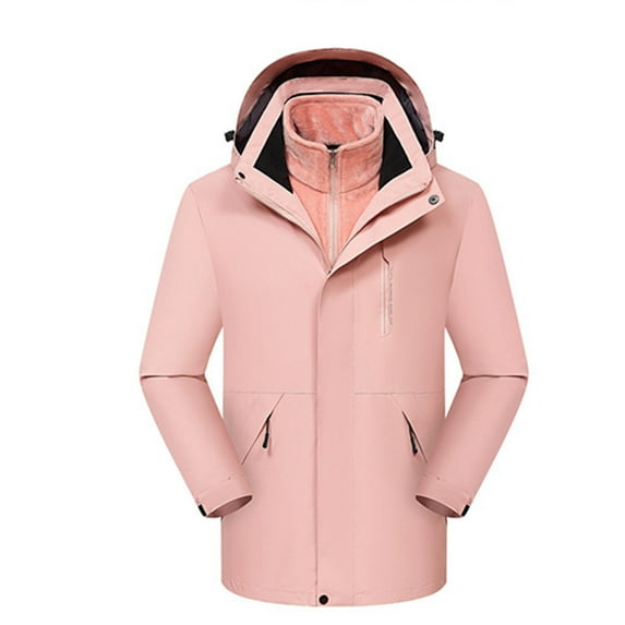 jsaierl Winter Coats for Women Waterproof Outdoor Work Windbreaker Fall Zip Up Thermal Jacket Hooded Fleece Ski Coats Snow Thicken Outerwear