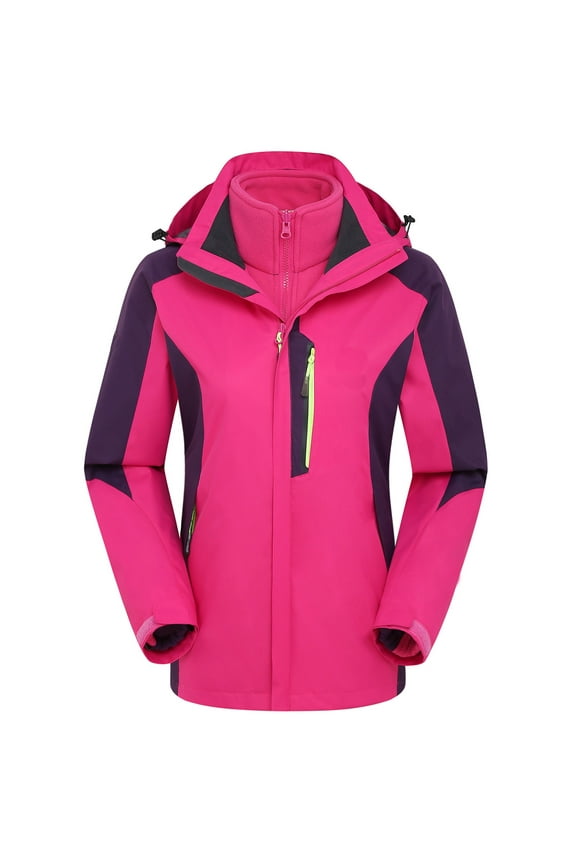 Winter Jackets Women Waterproof Outdoor Hiking Windbreaker Fall Warm Full Zip Jacket Hooded Fleece Ski Coats Winter Snow Outerwear
