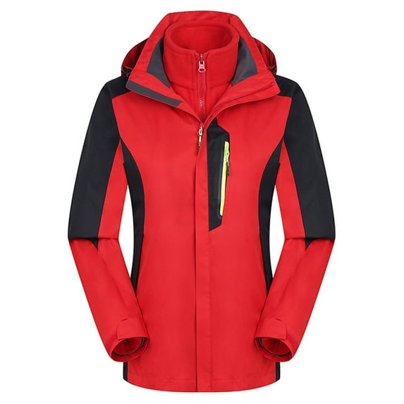 jsaierl Winter Jackets Women Waterproof Outdoor Hiking Windbreaker Fall Warm Full Zip Jacket Hooded Fleece Ski Coats Winter Snow Outerwear