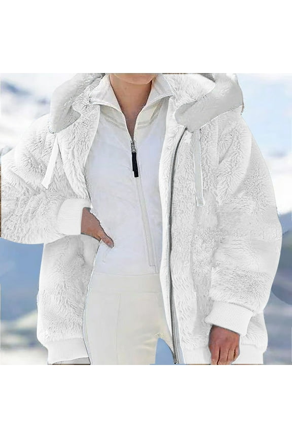 Winter Jackets for Women Plus Size,Women Sherpa Hoodie Coats Fuzzy Fleece Jacket Zip Up Long Sleeve Outerwear Coat With Pockets