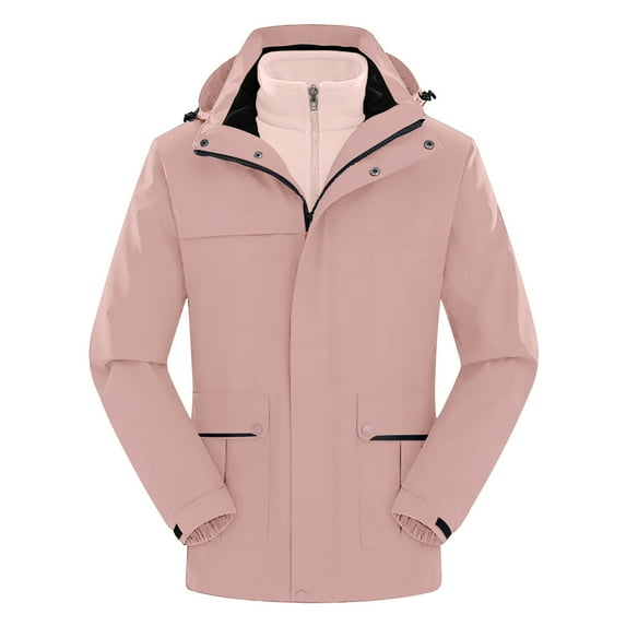 jsaierl Winter Jackets for Women Waterproof Outdoor Work Windbreaker Fall Warm Full Zip Jacket With Hood Fleece Ski Coats Winter Snow Outerwear