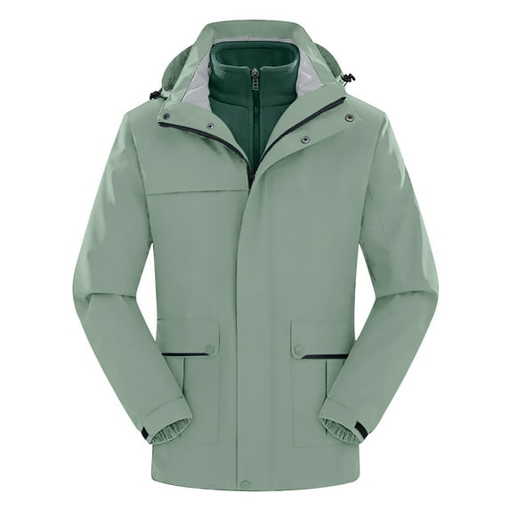 jsaierl Winter Jackets for Women Waterproof Outdoor Work Windbreaker Fall Warm Full Zip Jacket With Hood Fleece Ski Coats Winter Snow Outerwear