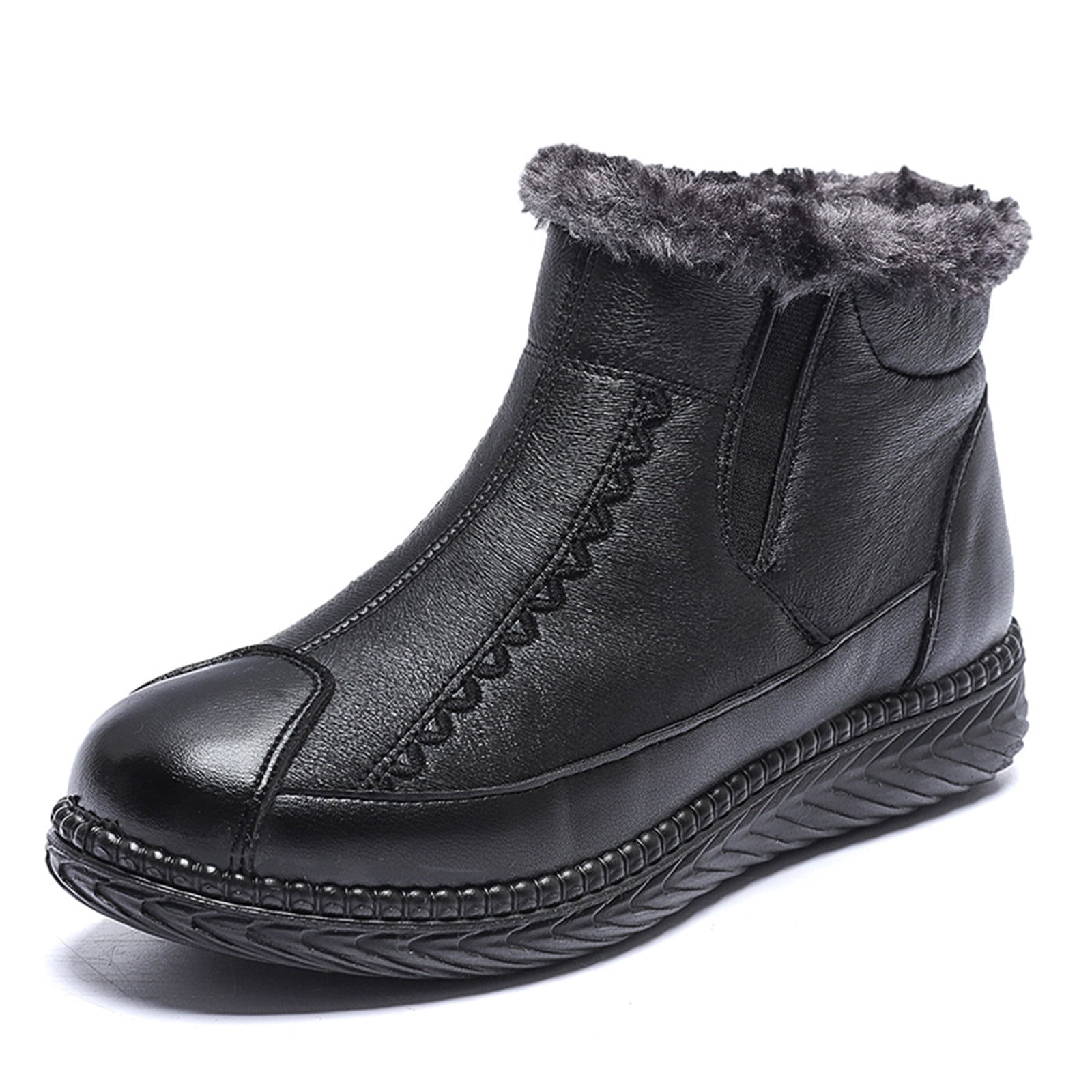 Velmora Women Warm Ankle Boots Plush Lined Velvet Slip On Snow Boots For Winter