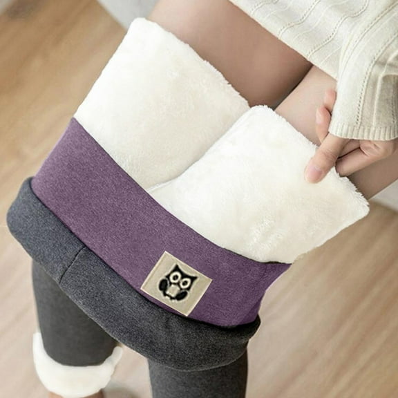 jsaierl Winter Sherpa Fleece Lined Leggings for Women High Waist Stretchy Thick Fleece Leggings Plush Warm Thermal Pants Trousers