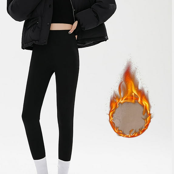 jsaierl Winter Thermal Fleece Leggings for Women Fleece Lined Plus Size High Waisted Tights Super Soft Plush Pockets