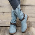 thumbnail image 1 of jsaierl Women Fashion Shoes Retro Western Boots Casual Warm Low Heels Mid-calf Boots, 1 of 9