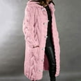 thumbnail image 1 of jsaierl Women Hooded Open Front Cardigan Cable Knit Sweaters Solid Color Button Down Chunky Long Sweater Coats with Pocket, 1 of 6