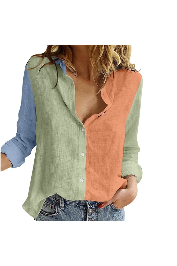 Women Printed Cotton Long Sleeve Tank Career Bloues Cardigan Tops