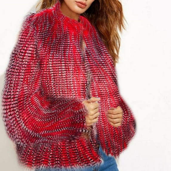 jsaierl Women'S Fashion Solid Color Faux Faux Fur Casual Hooded Coat Coat