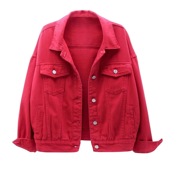 jsaierl Women Spring And Autumn Coats Warm Solid Long Sleeve Denim Jacket Outerwear