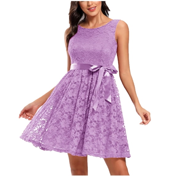 jsaierl Women Vintage Sleeveless Princess Floral Lace Casual O-Neck Party Swing Dress Homecoming Dresses 2024