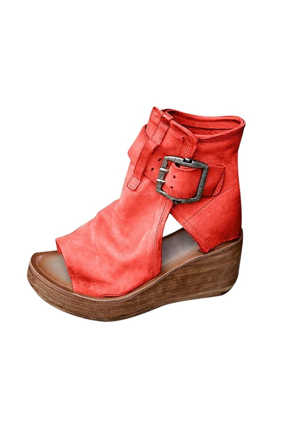 Women Wedge Platform Sandals Ankle Boots Summer Casual Hollow Out Roman Sandals