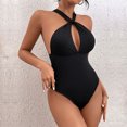 thumbnail image 1 of jsaierl Women's Bodysuit European And American Cross Neck Jumpsuit Suspender Sexy Hollow Tight Knit Waist One-Piece Underwear Jumpsuit, 1 of 9