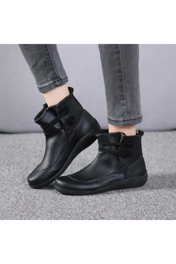 Women's Casual Flat Retro Lace-up Boots Side Zipper Round Toe Shoes Boots