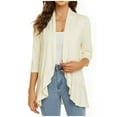 thumbnail image 1 of jsaierl Women's Casual Lightweight Open Front Cardigans Soft Draped Ruffles 3/4 Sleeve Fall Cardigan for Women (S-3XL), 1 of 7