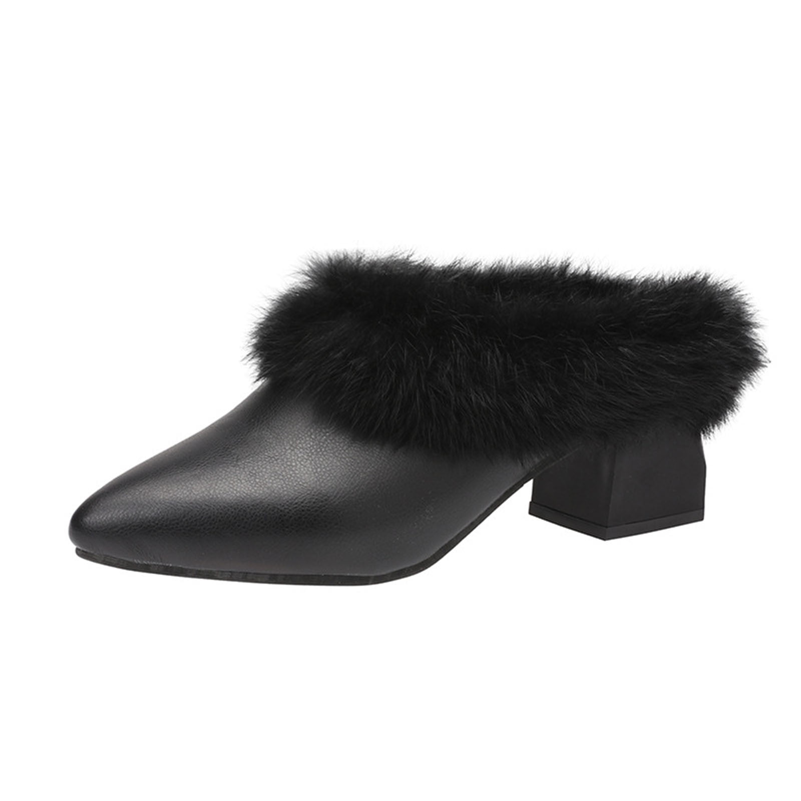 Women's Red Shoes Chunky Heel Versatile Point Toe Soft Sole