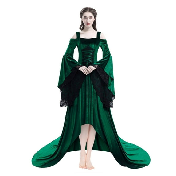 Fall Dresses For Women 2022 Women's Retro Medieval Party Princess Renaissance Cosplay Lace Floor Length Dress falda larga mujer