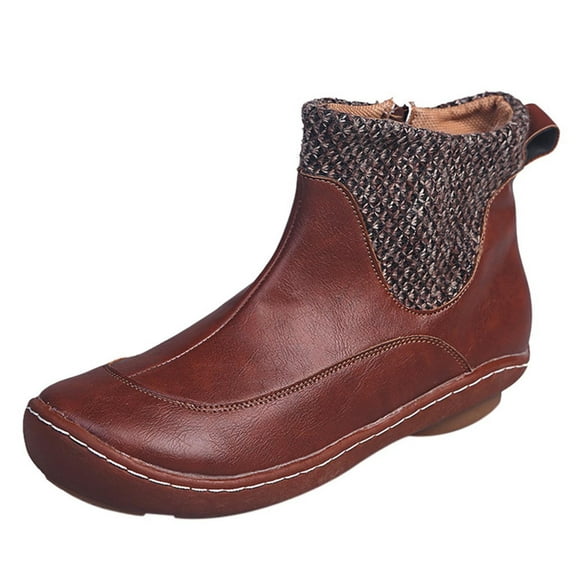 jsaierl Women's Classic Faux Leather Western Booties Cowgirl Boots Retro Short Western Ankle Boots