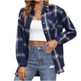 thumbnail image 1 of jsaierl Women's Classic-Fit Long-Sleeve Lightweight Plaid Flannel Shirt Tartan Lapel Button Down Jacket Shirt with Chest Pocket, 1 of 8