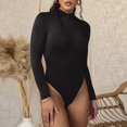 thumbnail image 1 of jsaierl Women's Crew Neck Long Sleeve Bodysuit Tops Sexy Body Suits Slim One Piece Quarter Zip Shapewear Jumpsuit, 1 of 7