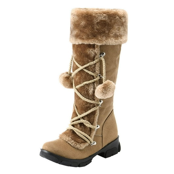 jsaierl Women's Cute Warm Faux Fur Lined Mid Calf Winter Snow Boots Cold Weather Winter Boots