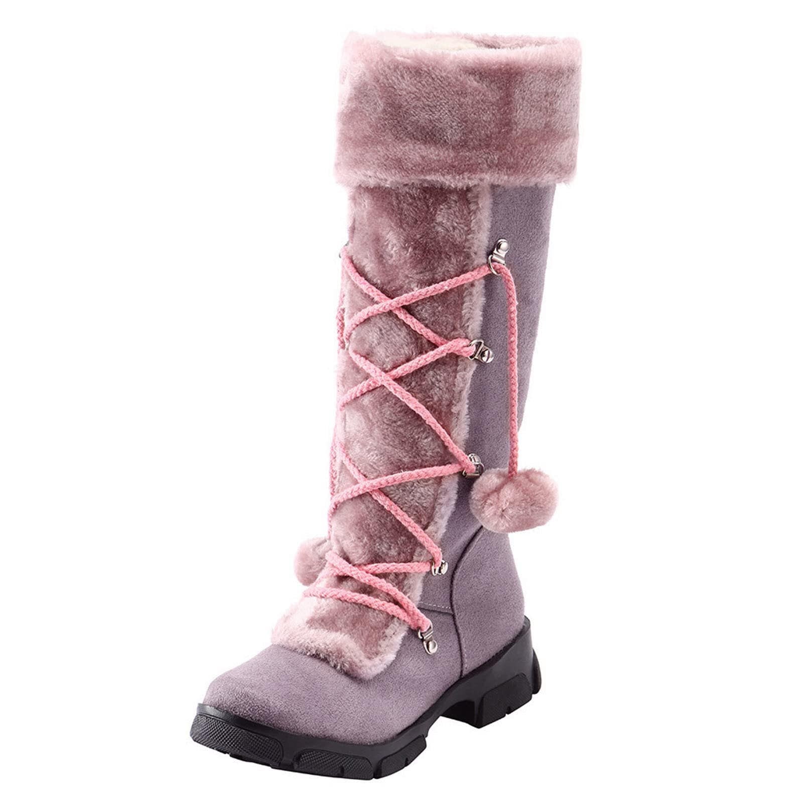 Coffee Fashionable Winter Fur Lined Snow Boots