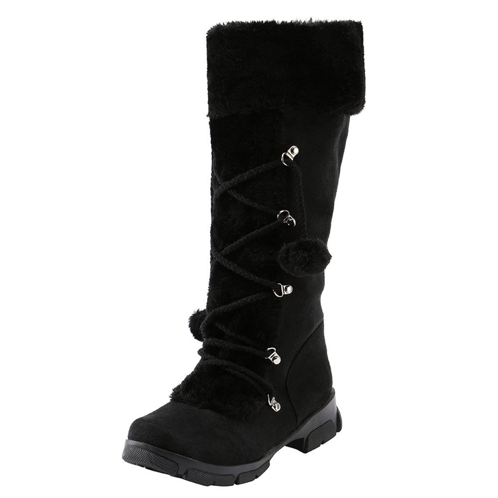 jsaierl Women's Cute Warm Faux Fur Lined Mid Calf Winter Snow Boots Cold  Weather Winter Boots