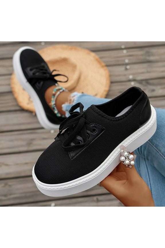 Women's Fashion Mesh Sneakers Casual Canvas Sneakers Comfortable Flats Breathable Insole Slip on Sneakers Women Low Slip on Shoes