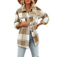 thumbnail image 1 of jsaierl Women's Flannel Plaid Shacket Long Sleeve Button Down Chest Pocketed Shirts Jacket Coats, 1 of 8