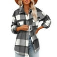 thumbnail image 1 of jsaierl Women's Flannel Plaid Shacket Long Sleeve Button Down Chest Pocketed Shirts Jacket Coats, 1 of 6