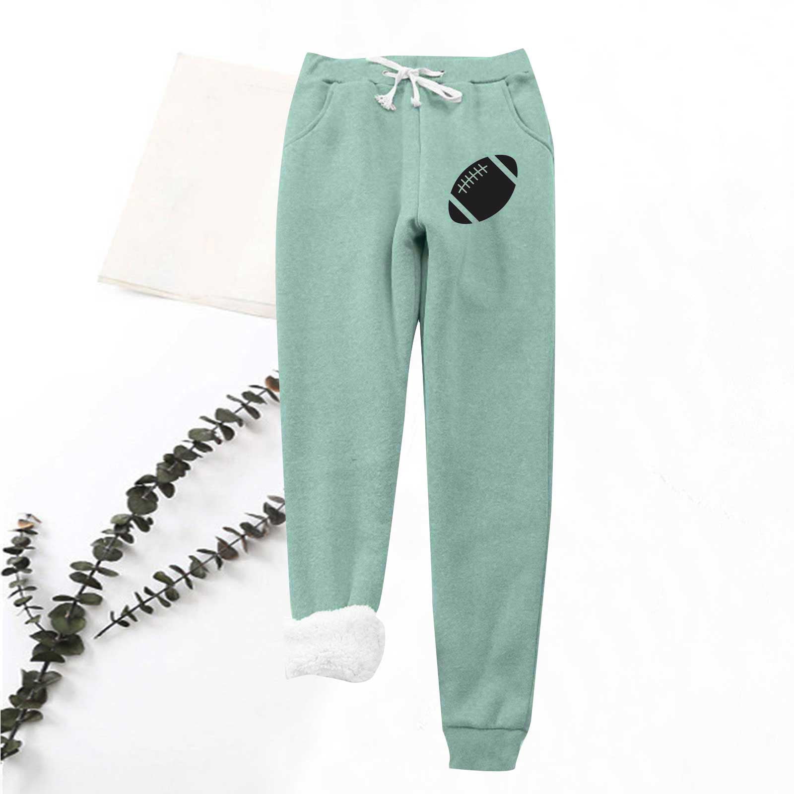 jsaierl Women s Fleece Lined Sweatpants Petite Warm Thick Pants Cotton Super Comfy Trousers Drawstring Stretch Running Joggers Sweatpants with Pockets Walmart