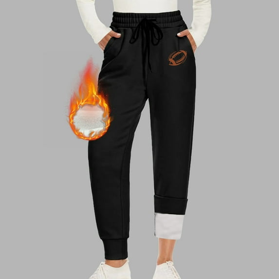 jsaierl Women's Fleece Lined Sweatpants Petite Warm Thick Pants Sherpa Super Comfy Trousers Drawstring Soft Athletic Joggers Sweatpants with Pockets