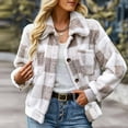 thumbnail image 1 of jsaierl Women's Fuzzy Fleece Jacket Casual Plaid Button Down Teddy Jacket Coat Outerwear, 1 of 9