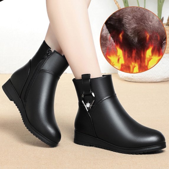 jsaierl Women’s Glitter Dressy Ankle Booties Fashion Chunky Block Snow Winter Boots Outdoor Slip On Water Proof Booties Comfortable Warm Short Shoes