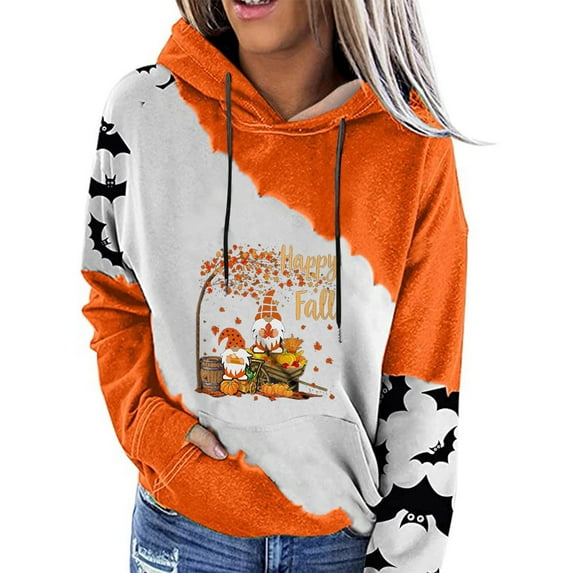 Long Sleeve Shirts for Women Trendy Round Neck Women's Fashion Halloween Thanksgiving Printed Loose Long Sleeve Blouse Casual Tops Sweatshirt Hoodies Camiseta Mujer