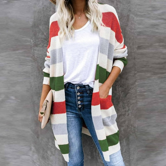 jsaierl Women's Knit Long Sleeve Open Front Cardigan Coat Hooded Sweater Matching Top With Pockets