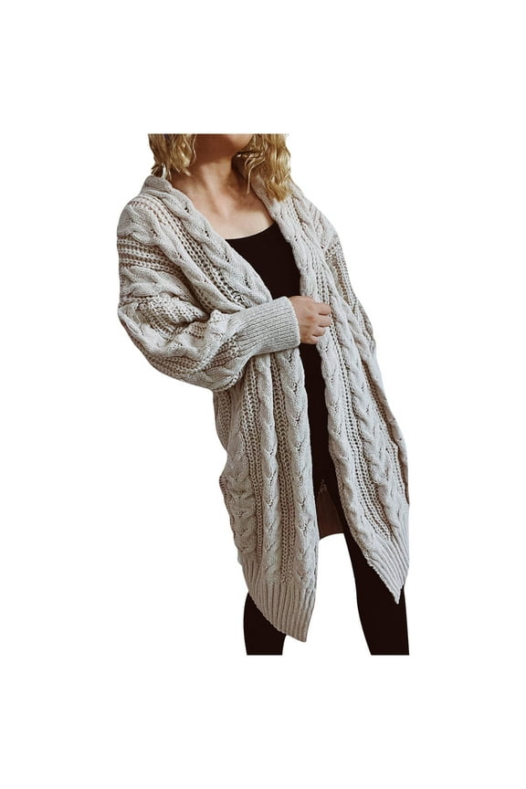 Women's Oversized Open Front Long Cardigan Sweaters Cable Knit Long Sleeve Duster Cardigans Outwear Coats