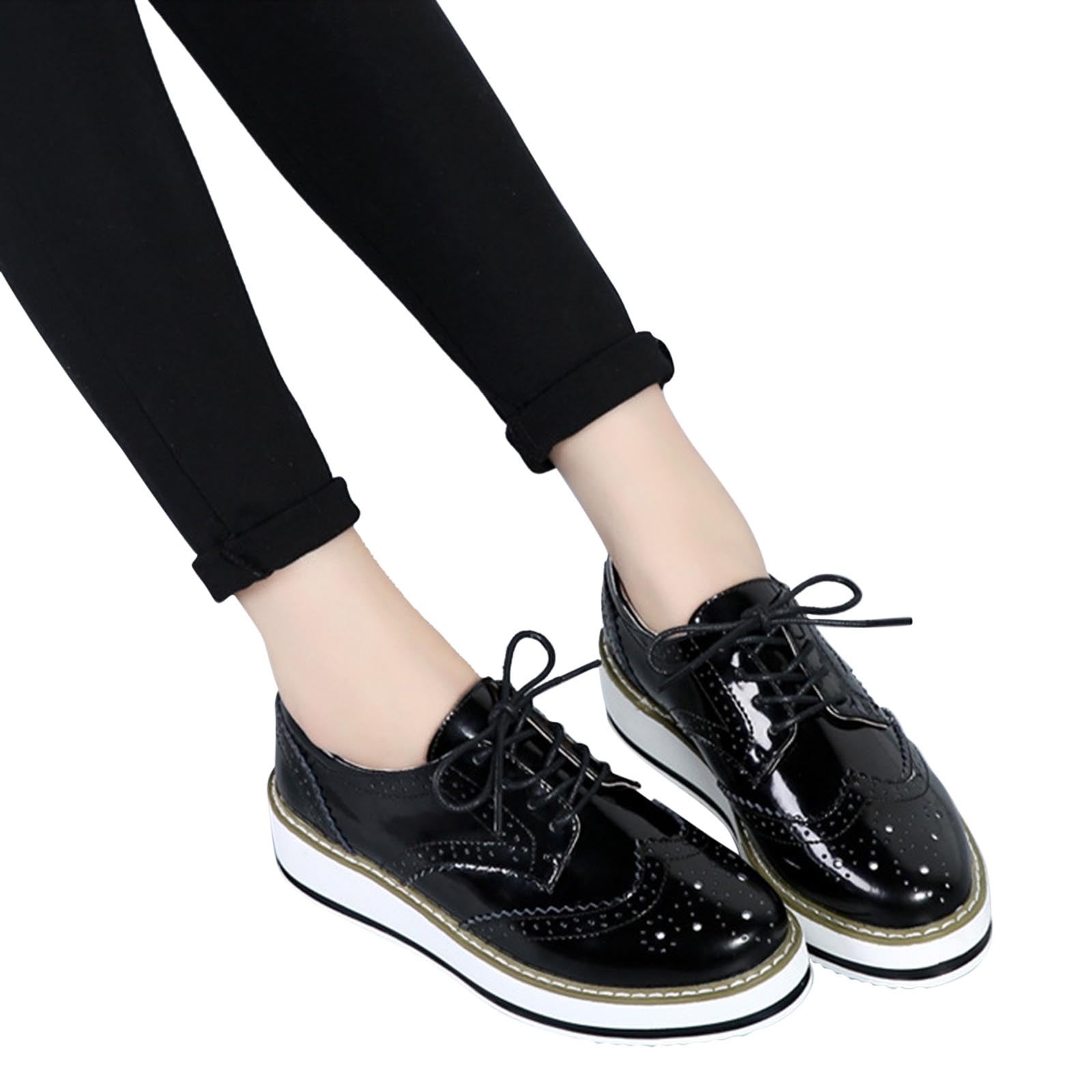 jsaierl Women's Platform LaceUp Square Toe Oxfords Shoe Business