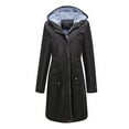 thumbnail image 1 of jsaierl Women's Rain Coat Waterproof with Hood Utility Outdoor Travel Windbreaker Fall Casual Jacket Full Zip Pocketed Trench Coat, 1 of 9