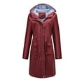 thumbnail image 1 of jsaierl Women's Rain Coat Waterproof with Hood Utility Outdoor Travel Windbreaker Fall Casual Jacket Full Zip Pocketed Trench Coat, 1 of 6