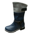 thumbnail image 1 of jsaierl Women's Snow Boots Warm Faux Fur Lined Mid Calf Winter Snow Boots Non-Slip Western Boots, 1 of 4