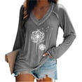 thumbnail image 1 of jsaierl Women's V-Neck Printing Loose Casual Fashion Autumn Long Sleeve T-shirt Tops, 1 of 6