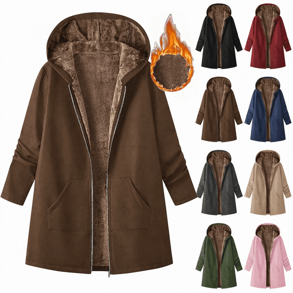 Jsaierl Sherpa Lined Jackets for Women Casual Fleece Zip up Hoodies Oversized Long Faux Shearling Jacket Winter Warm Coats with Pockets