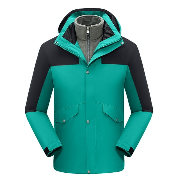 jsaierl Women's Winter Coats Plus Size Outdoor Hiking Windbreaker Fall Warm Full Zip Jacket Hooded Fleece Ski Coats Snow Thicken Outerwear