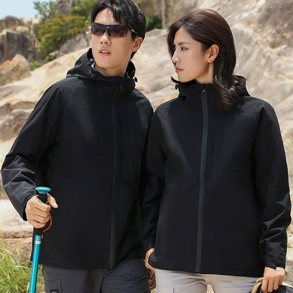 jsaierl Women's Winter Coats Waterproof Outdoor Travel Windbreaker Fall Zip Up Thermal Jacket With Hood Fleece Ski Coats Snow Thicken Outerwear