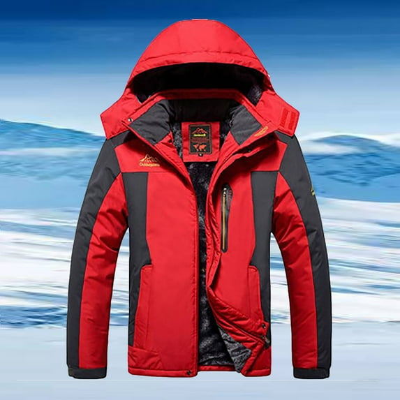 jsaierl Women's Winter Jackets Plus Size Outdoor Work Windbreaker Fall Zip Up Thermal Jacket With Hood Fleece Ski Coats Snow Thicken Outerwear